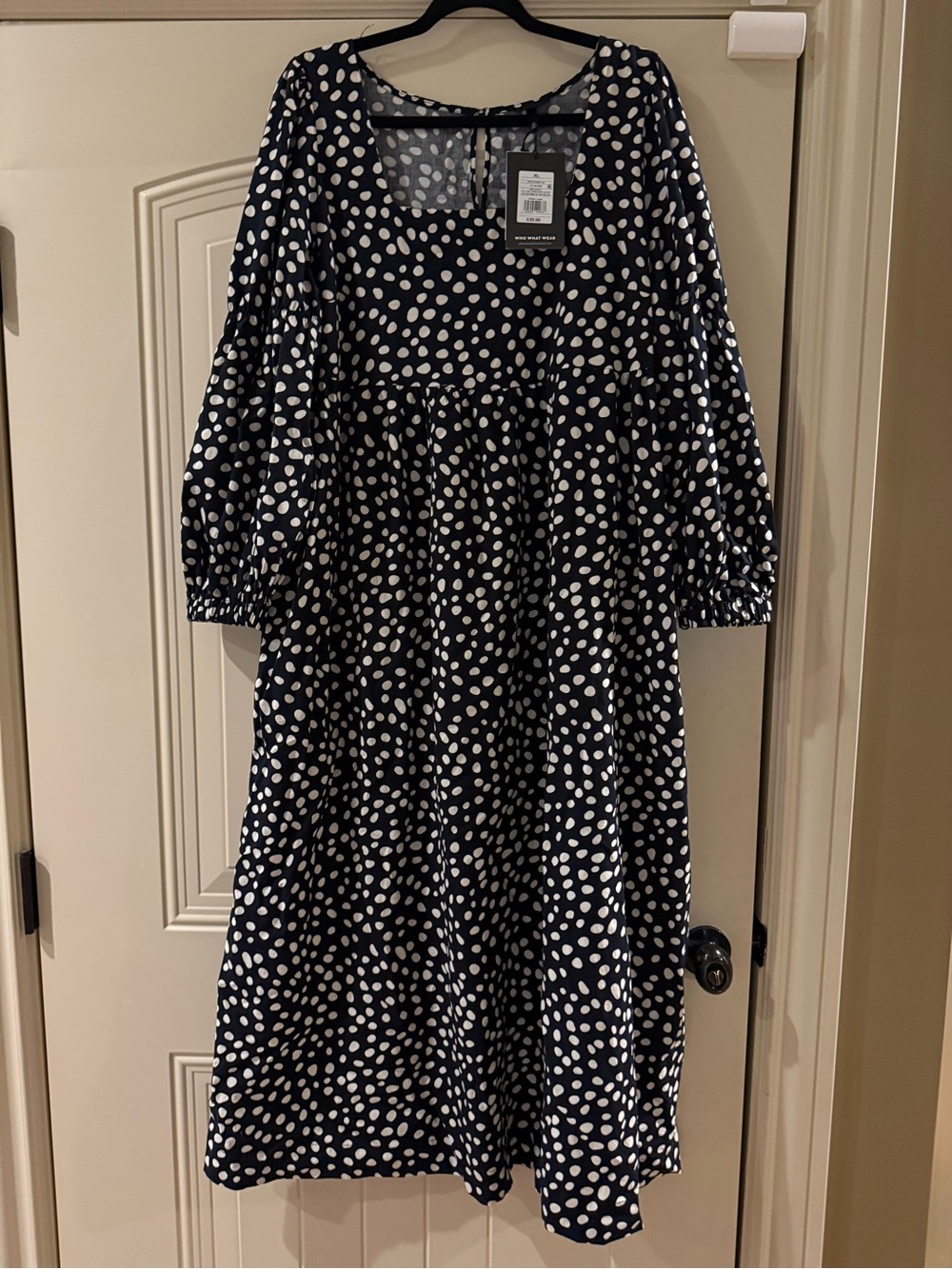 NWT Who What Wear Black and White Polka Dot Maxi Dress